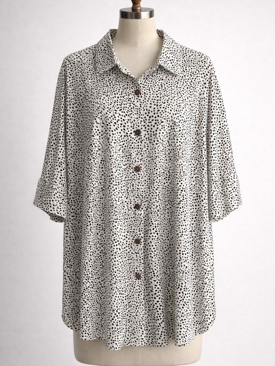 easel Tops - Easel Black and White Spotted Print Shirt
